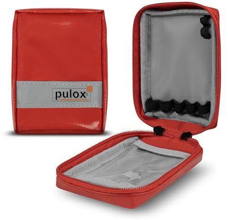 Pulox Ampulario Médico para ampollas en Rojo (vacío) - Estuche pequeño para ampollas y medicamentos - para 7 ampollas (12 x 8 x 4 cm)