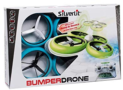 FLYBOTIC 84807, blå och vit stötdämpare drönare, stötfångare drönare antichoc