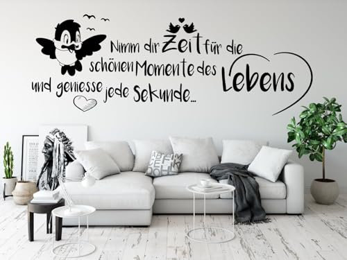 tjapalo® pk224 Wandtattoo nimm dir Zeit für die schönen Momente wandtattoo wohnzimmer spruch zitate Wandsticker Flur und Diele, Farbe: Schwarz, Größe: B58xH21cm