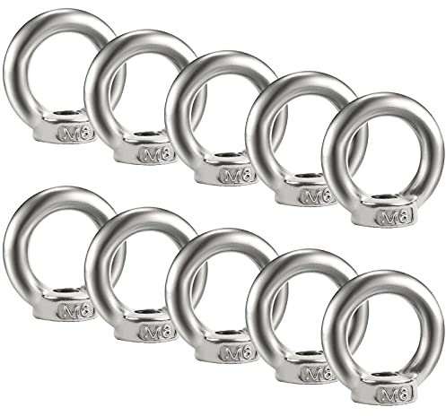 Bolatus Lot de 10 écrous à œil M6 - En acier inoxydable 304 - Filetage - Écrous à œillets - Matériel - Œillets pour soulever des accessoires