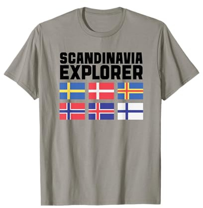 Skandinavien Explorer Flaggen Schweden Norwegen Island T-Shirt