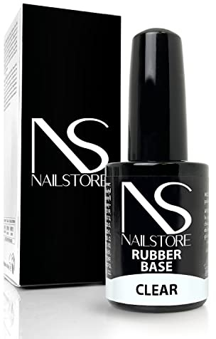 Nail Store - Base Rubber Clear Trasparente per Unghie Sottili deboli, Rinforzante per unghie naturali, Base Gel Adesione per Smalto Semipermanente Forte Adesione Autolivellante