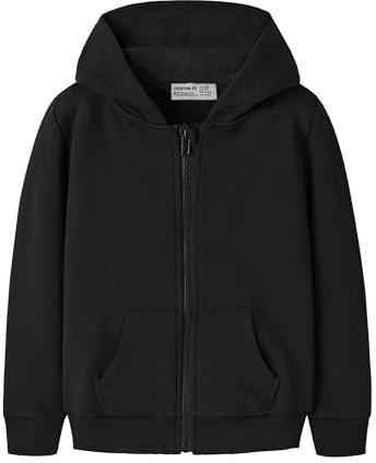 NAME IT Garçon Nkmnesweat Card Hood Bru Noos Veste Sweat, Noir, 146-152 EU