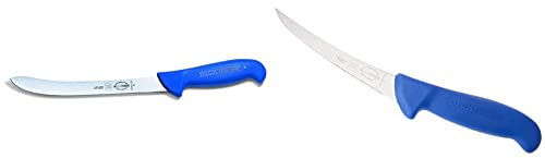 F. DICK Fischfiletiermesser, ErgoGrip, 82417211, Blau & Ausbeinmesser, ErgoGrip, flexibel (Messer mit Klinge 15cm, X55CrMo14 Stahl, nichtrostend, 56° HRC) 82981151, Blau