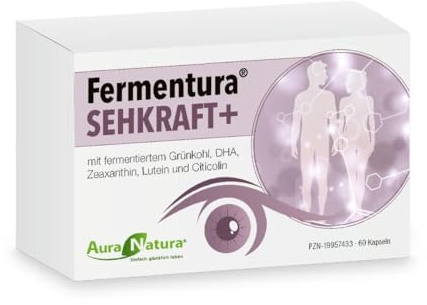 Lutein Zeaxanthin Kapseln - Augen Vitamine - mit Pflanzlichem Omega-3 & Vitaminen A, B2, C, D | Aura Natura Fermentura SEHKRAFT Plus | 60 Kapseln