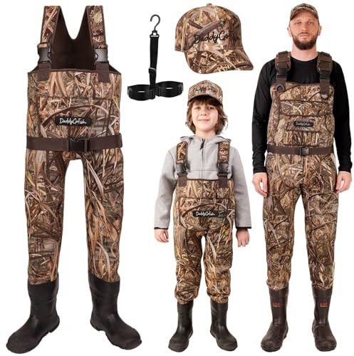 Vadeadores Neopreno Niños Botas - Vadeadores para Niños, Mujer y Hombre | Vadeadores Neopreno Niños y Niñas, Mujer & Hombre - Plantilla Antideslizante, Bolsillo Calientamanos y Gorra de Pesca