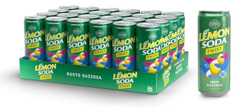 Lemonsoda | Twist Lime, Bevanda Gassata al Gusto Gazzosa, 24 Lattine da 33 cl, Senza Zuccheri, Rinfrescante, Senza coloranti e Conservanti