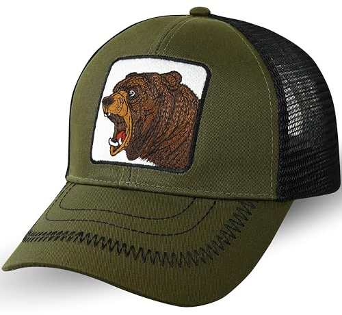 Trucker-Kappe - The Farm Netzkappe Mesh cap Snapback verstellbare Kappe Sport Cap Urban Basecap Baseball Kappe mit Verschluss (DE/NL/SE/PL, Alphanumerisch, Einheitsgröße, Brown bear Cap)