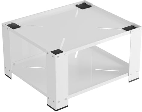 Fiqops Support de machine à laver avec étagère jusqu'à 150 kg, meuble bas pour machine à laver, socle stable pour sèche-linge, réfrigérateur, 60,6 x 60,6 x 40 cm, blanc