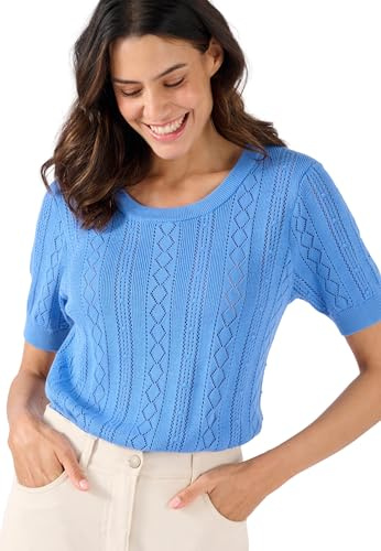 Damart - Pull Maille ajourée Femme Bleu Taille 46/48