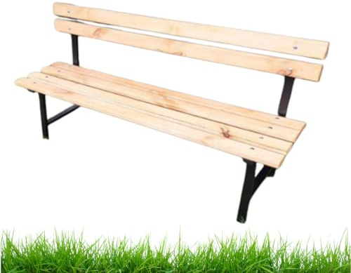 Anwicar trädgårdsbänk byggsats med robust 40 x 20 mm stålram – komplett set med 6 träbrädor 150 cm och skruvar – sittbänk för trädgård, terrass och balkong
