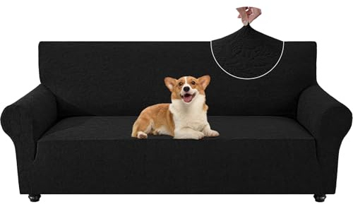 YSTELLAA Funda Sofa 3 Plazas con Reposabrazos, 01 Negro | Fundas Sofa Elasticas Universal, Nuevo Modelo, Pet Friendly, Antideslizante, Lavable, Incluye Taco de Espuma, para Sala