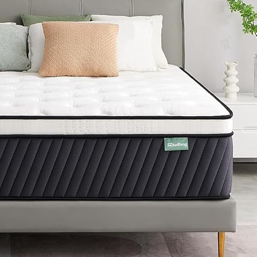 SZsuilong Matelas 140x200, Épaisseur 26 cm, H3/H4, Hybride Noir 7 Zones | Mousse à Mémoire de Forme, Bords Renforcés, Isolation des Mouvements, Tissu Respirant, OEKO-TEX, Roulé Sous Vide