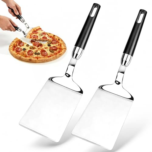 2 Pezzo Pala per Pizza Corta, Pala Pizza in Acciaio Inox, Paletta per Pizza con Funzione di Taglio, Pale per Pizza, Impugnatura Antiscivolo Ergonomica per Torta per Pizzas, Pane, Crostate