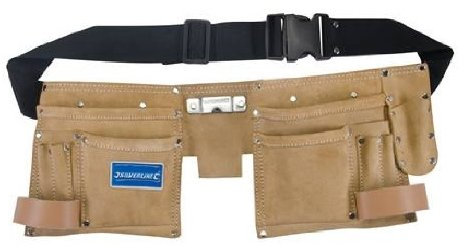 LEATHER TOOL BELT CAR BUILDERS 11 POCKET TYPE DOUBLE POUCH TOOLBELT STORAGE (S32)