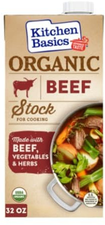 Kitchen Basics Organic Beef Stock, 32 oz. Carton, Enrich the Flavor of Broth, Pot Roast, Chili and Soups, Perfect for Stocking Up