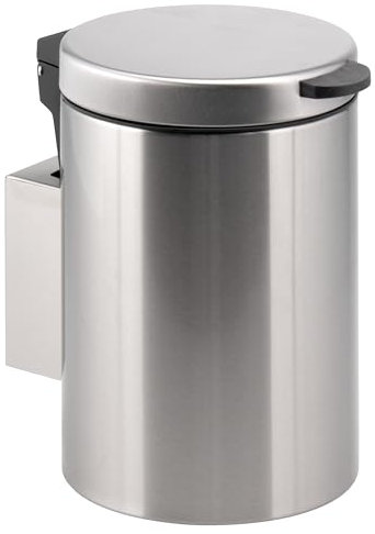 bremermann Cestino per cosmetici rotondo da parete supporto a parete, cestino per rifiuti con montaggio a 2 vie, cestino per rifiuti da incollare o forare, capacità 3 litri, acciaio inox