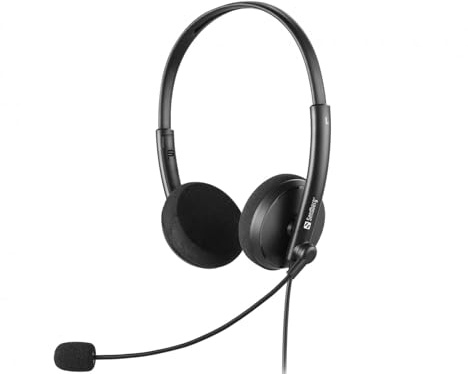 Sandberg MiniJack Office Headset Saver | Casque Filaire 2 en 1 avec Microphone | Réunions Mains Libres | Casque avec Un MiniJack 3,5 mm | Plug & Play | pour Le Bureau et la Maison | Saver