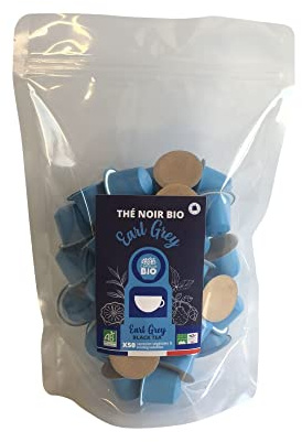 CAPSUL & BIO Earl Grey svart te - kompatibel med Nespresso-kapselmaskiner - påse med 50 biologiskt nedbrytbara kapslar, 100 % vegetabiliska - snabbt och hälsosamt - tillverkat i Frankrike.