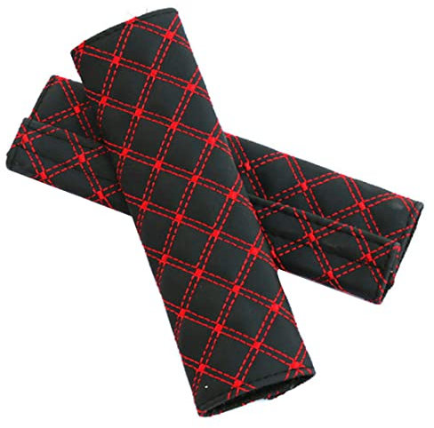 2 Stück Gurtpolster, Polsterung für Sitzgurt, Premium Gurtpolster, Auto Gurt Polster, Polsterung für Sitzgurt im Auto für mehr Komfort auf der Reise (Reddish black)