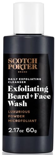 Scotch Porter Exfoliating Beard Wash & Face Cleanser for Men, Travel Friendly | Formulated with Non-Toxic Ingredients, Free of Parabens, Sulfates & Silicones | Vegan | 2.17 oz Bottle
