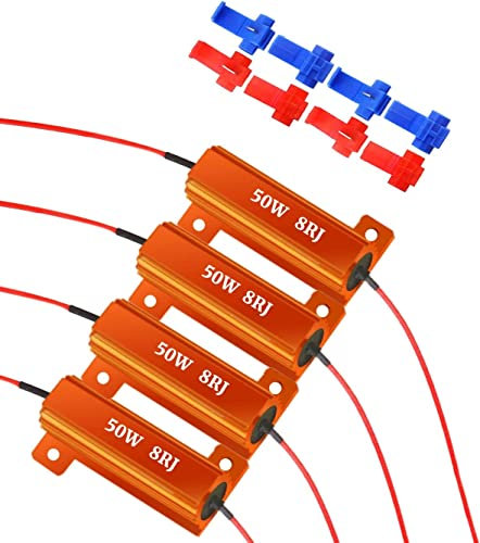 YONGMING 50W 8ohm LED Load Resistors for LED Turn Signal Lights or LED License Plate Lights or DRL (Fix Hyper Flash, Warning Cancellor) 4 PCS