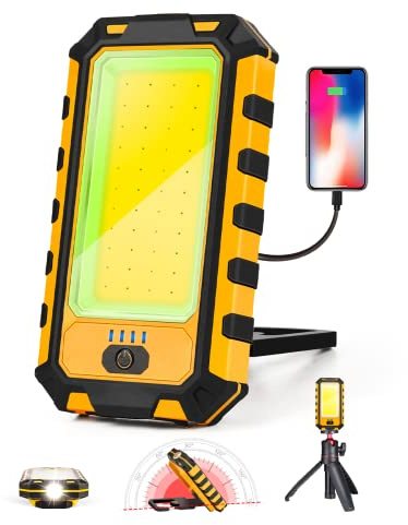 innofox LED Rechargeable Magnetic Work Light 1500Lumens, Hanging Hook 4 Lighting Modes, Job Site Lighting for Car Repairing, Camping, Hunting, and Hurricane(Orange)