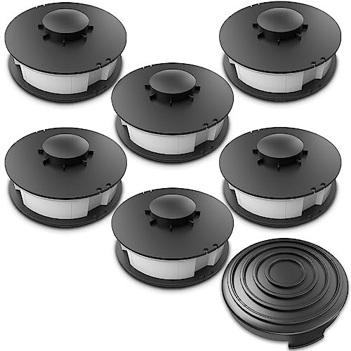 FixedbyU Fadenspule Ersatzspule Set 6 Spulen + 1 Spulenabdeckung verstärkt passend für ALDI Gardenline Elektro-Rasentrimmer GLR 450 451 452 453 454 455 456 457 458 459 450