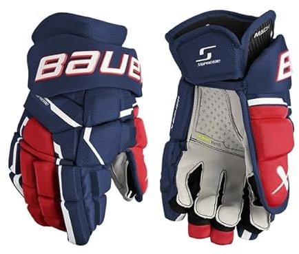 Bauer Supreme MACH Handschuhe Senior, Größe:14 Zoll, Farbe:Navy/rot/Weiss