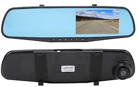Cámara de Tablero de Espejo de 4.3 Pulgadas, Cámara de Respaldo de Cámara de Tablero de Doble Lente HD 1080P Cámara de Espejo Retrovisor Inteligente de Estacionamiento (Con tarjeta de memoria de 64g)