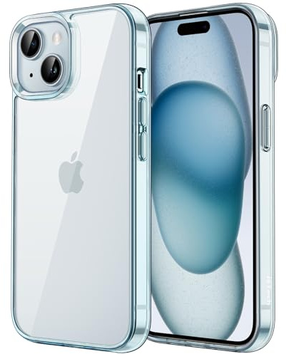 JETech Funda para iPhone 15 6,1 Pulgadas, Antigolpes Carcasa, Anti-Amarillo, Antiarañazos Respaldo Transparente (Azul)