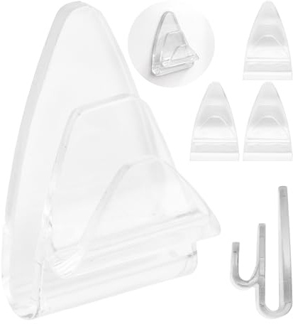 Ganci adesivi per decorazione, 4 pz, in trasparente, ganci autoadesivi con Strisce adesive, 500 grammi di forza di tenuta per gancio per finestra, ganci in plastica per finestre, cornici, piastrelle