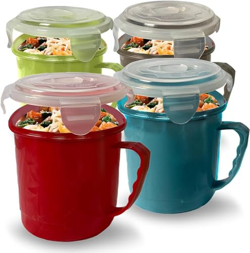 SKYTE® Pack of 3 Soup Containers with Lids - 700 ml Microwave Bowl Soup Containers | Dishwasher Safe Soup Cup | Soup Mugs Microwavable for Home & Office with Leak Proof Lids