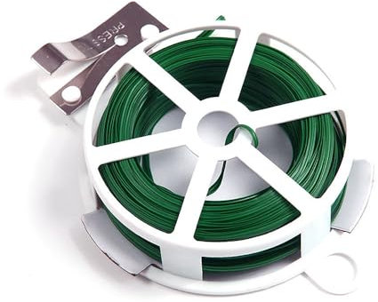 Bmeigo Garden Wire Ties 50m Free-cut, Twist Ties with Thread Cutter 164ft for Garden Flowers, Climbing Plants, Vines, Lianas, Shrubs Organization Cable Tie for Gardening Home Office, Green