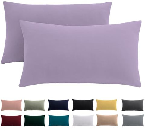Kissenbezug 40 x 80 2er Set - Kopfkissenbezug 40x80 Lavendel Für Kissen 100% Mikrofaser Kissenhülle Bügelfrei & Knitterfrei mit Reißverschluss