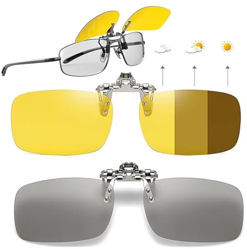 VIDSTW 2 Stück Sonnenbrillen Clip für Brille Sonnenbrillen Aufsatz für Brille Sonnenbrille Clip Sonnenbrille Aufsatz für Brillenträger Clip on Sonnenbrille für Damen und Herren (2 Farben)