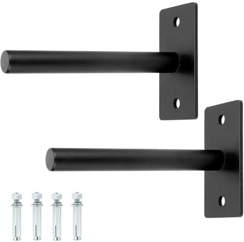 QWORK® 2 Stück Wandmontage Hantelscheiben Halterung, für 2.5 cm/3cm/5cm, Robuste Stahlkonstruktion Hantelscheiben-Halterung mit Montageankerbolzen, Kapazität Max. 220 kg