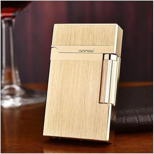 Classic Grinding Wheel Lighter, Open Lid Ding Sound， Adjustable Soft Flame Lighter Butane Refillable Gas Lighter Flip Cover Flint Side Slip Igniter(C3)