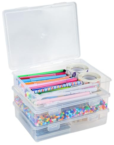 Doafoce Boîte à Crayons Empilables Transparentes 3 Pièces Boite Rangement Feutre en Plastique Rangement Stylo Bureau Transparent Boîte de Rangement Crayon de Couleur pour Ranger Crayons, Pinceaux