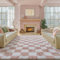 HUGEAR Teppich Kariert Hochflor Teppich Wohnzimmer 200X300cm Rosa weiß Teppiche Schlafzimmer Rutschfester Kinderteppich Flauschig Weicher und GemüTlicher Carpet Living Room Kinder Mädchen Jun