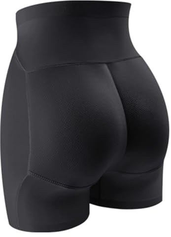 UoQo Woman Hip Pads Shapewear Shorts High Waist Mesh Breathable Fake Ass Bottom Lift Pants for Hip Enhancer Tummy Control (UK, Alpha, L, Regular, Regular, Black)