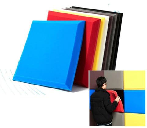 FBANULPEX Pannelli di Schiuma Acustica Pannelli acustici in Schiuma, Pannelli acustici fonoassorbenti, Confezione da 10 Pannelli acustici fissabili(Yellow)