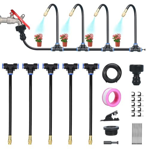 Sistema di irrigazione da giardino, regolazione completa a 360°, sistema di irrigazione automatica da giardino, sistema di irrigazione a goccia per irrigazione, piante, irrigazione a goccia (5 m)