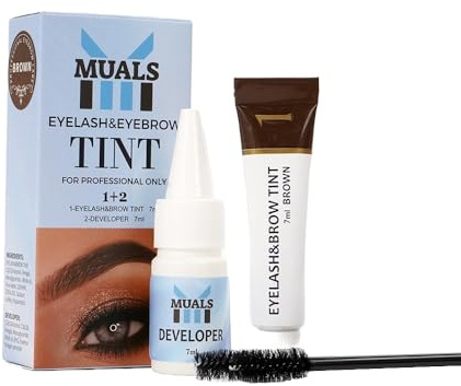MUALS 2-in-1 Eyelash & Eyebrow Tint Kit – Professional Lash & Brow Coloring Kit with Cream Developer – Long-Lasting, Waterproof & Smudge-Proof Color – Salon & Home Use
