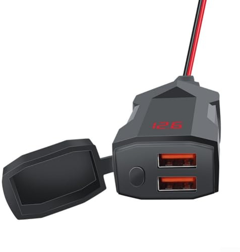 Yuanpgky Motorcycle USB PD Charger,For QC3.0 Quick Charge 12V/24V Socket, 30W Type-C Output, Waterproof Motorbike Handlebar Power Supply For Car/Boat(B)