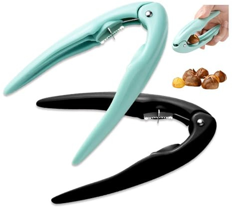 HMCEY 2 Piezas Cortador de Castañas,Pinza Abre Castañas Abridor,Pelador Manual de Castaña,Chestnut Cutter Opener,Cascanueces Multiusos,Nut Crackers para Nueces, Almendras, Frutos Secos - Negro