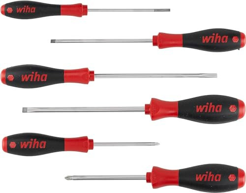 Wiha Schraubendreher Set SoftFinish® (07152) 6 tlg. I Schraubenzieher Satz für Alltag, Handwerk, Industrie I Schraubwerkzeug Schlitz/Kreuz