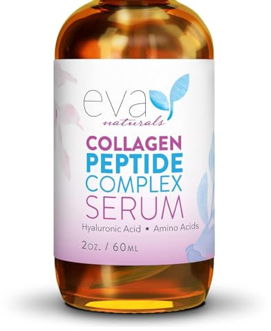Eva Naturals Peptide Complex Serum for Face – Anti Aging Collagen Booster, Wrinkle & Fine Line Repair, Firming & Hydrating Facial Serum for Microneedling & Skin Renewal (60 mL)