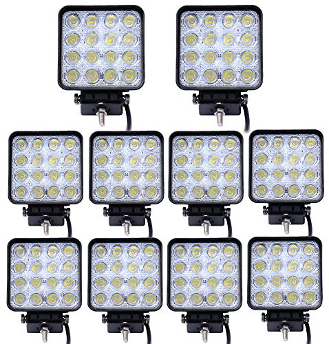 Leetop 10X 48W Auto LED Feu Antibrouillard Phare Auto 12V 24V Lampe Lumière Eclairage de Travail Chantier Tracteur Camion Quad Tout-terrain Motorbike Bateau Jardin Etanche Faisceau Spot