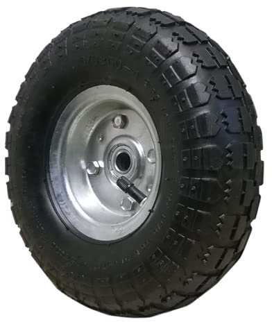 2 roues de remplacement pour brouette, diable ou chariot à main avec pneu noir 10 pouces (260 x 85 mm)